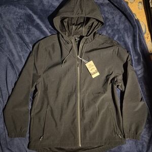 Men's Black Hooded Rain Coat Size XL